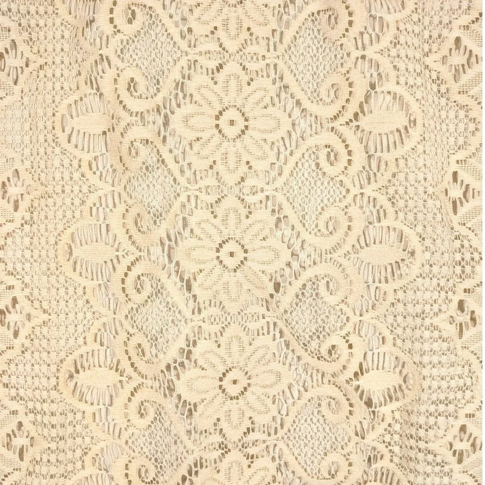 VTG Lace Pillow Shams Pair Cream Ruffle Floral Cottage 26x19 Set of 2